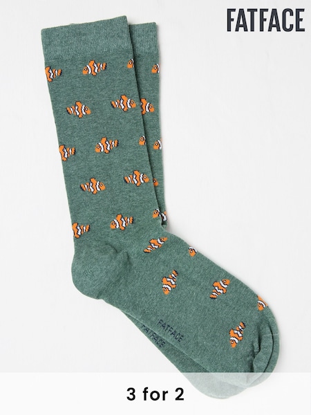 FatFace Green Clown Fish Socks (AC3181) | £7.50