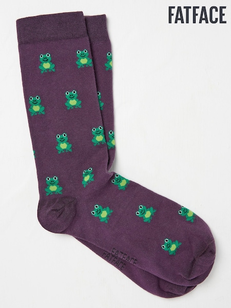 FatFace Purple Frog Print Socks (AC3190) | £7.50