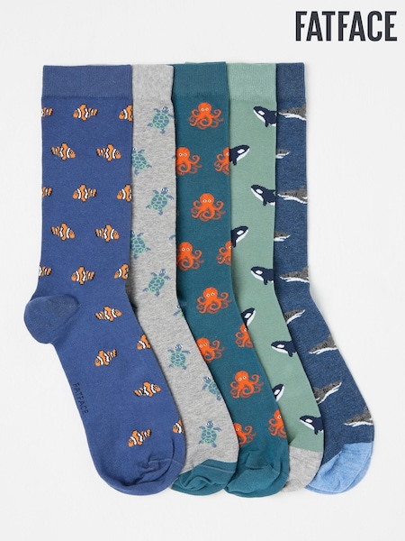 FatFace Multi Sealife 5 Pack Men's Socks (AC3206) | £20