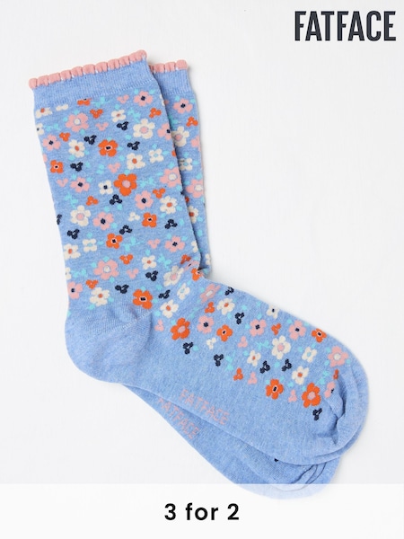 FatFace Blue Floral Women's Socks (AC3234) | £7.50