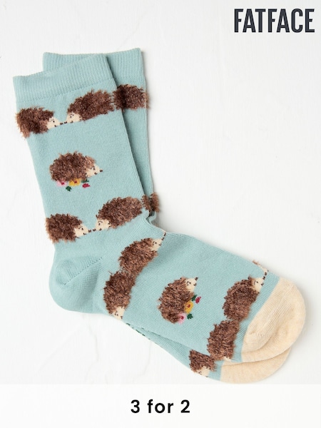 FatFace Blue Fluffy Hedgehog Women's Socks (AC3236) | £7.50