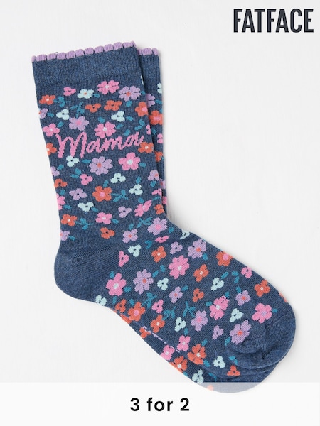FatFace Navy Blue Floral Mama Women's Socks (AC3243) | £7.50