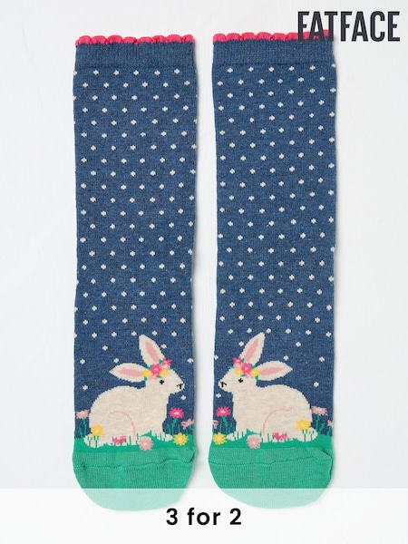 FatFace Navy Blue Bunny Women's Socks (AC3250) | £7.50