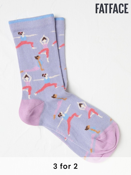 FatFace Lilac Purple Yoga Women's Socks (AC3258) | £7.50
