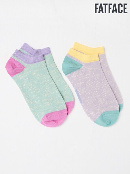 FatFace Multi Colour 2 Pack Women's Trainer Socks (AC3280) | £8