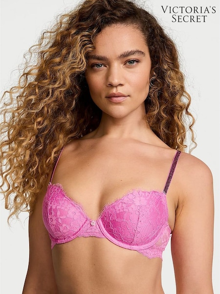Victoria's Secret New Peony Pink Lightly Lined Demi Twinkle Strap Bra (AC3308) | £59