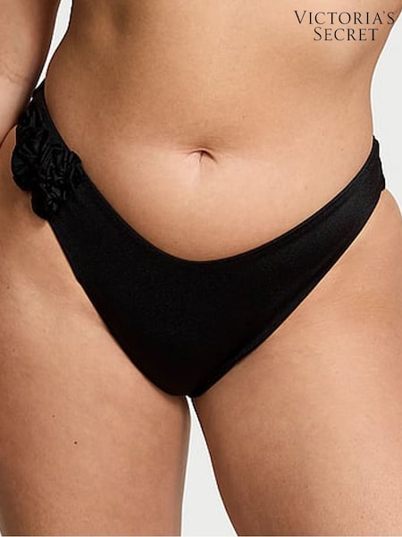 Victoria's Secret Black Brazilian Rosette Bikini Bottoms (AC3322) | £45