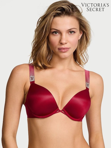 Victoria's Secret Red Lacquer Add 2 Cups Push Up Bombshell Scattered Shine Strap Bra (AC3323) | £59