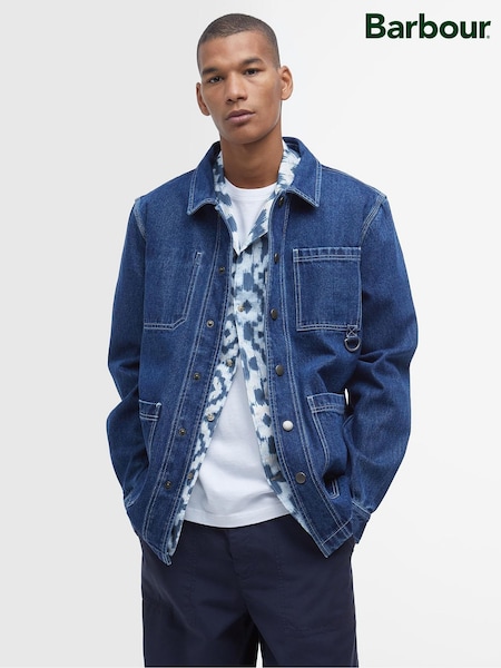 Barbour® Blue 100% Cotton Denim Grindle Overshirt (AC3408) | £129