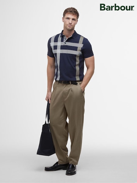 Barbour® Navy/Pine Blaine Check 100% Cotton Polo Shirt (AC3412) | £65