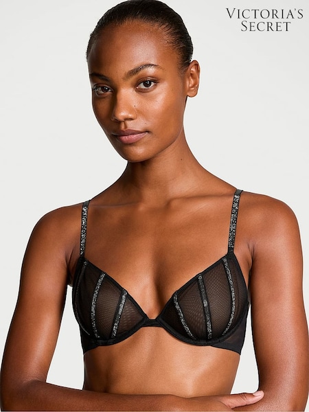 Victoria's Secret Black Sheer Shine Low Cut Demi Bra (AC3532) | £59