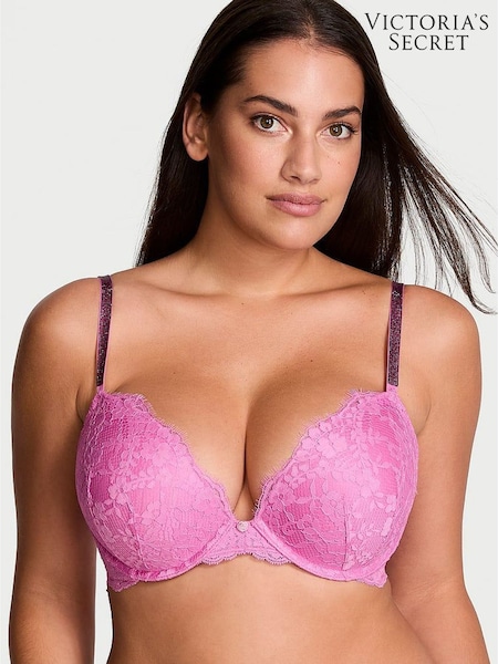 Victoria's Secret New Peony Pink Push Up Twinkle Strap Bra (AC3533) | £59