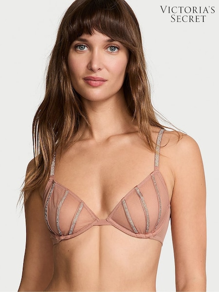Victoria's Secret Almond Beige Nude Sheer Shine Low Cut Demi Bra (AC3553) | £59