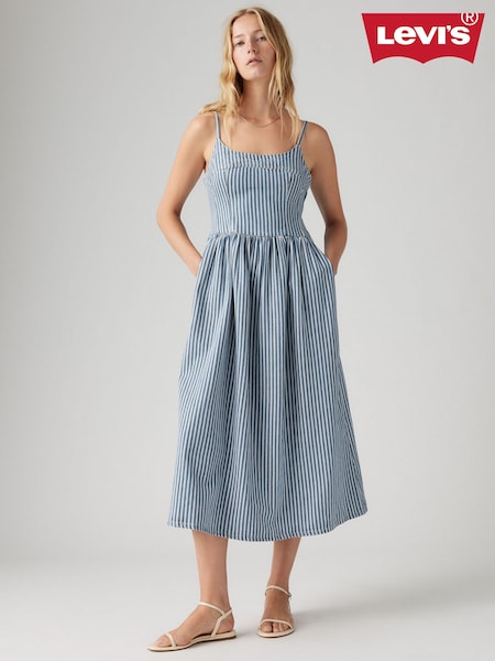 Levi's® Mischa Stripe Denim Alessie Bustier Denim 100% Cotton Dress (AC3577) | £70