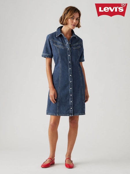 Levi's® Blue Rinoa Denim Shortsleeve 100% Cotton Dress (AC3578) | £75