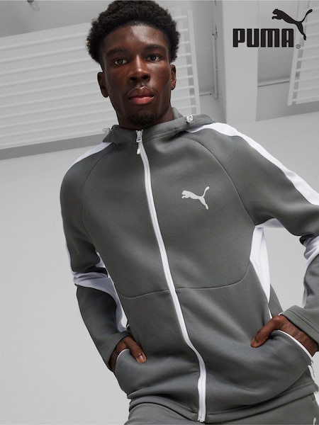 Puma Grey Mens EVOSTRIPE Full Zip Hoodie (AC3626) | £70