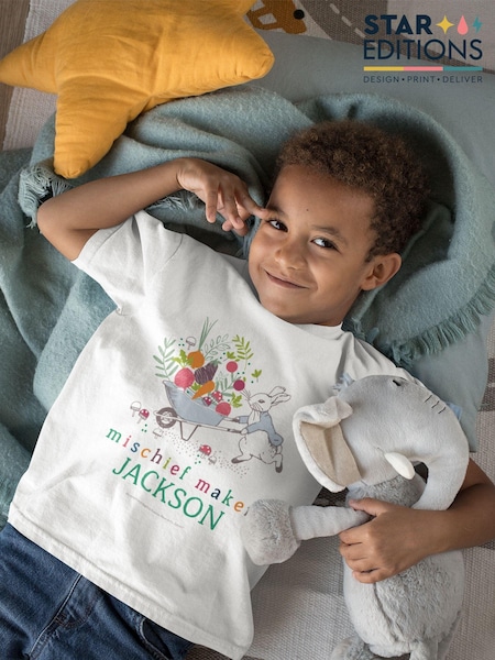 Star Editions Kids 100% Cotton Personalised Mischief Maker White T-Shirt (AC3804) | £15