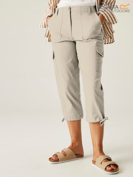 Regatta Cream Womens Shorebella Capri 100% Cotton Trousers (AC3838) | £39