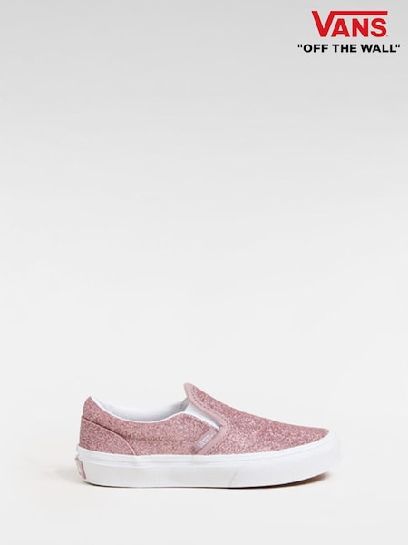 Vans Girls Youth Pink Glitter Slip On Trainers (AC3887) | £45