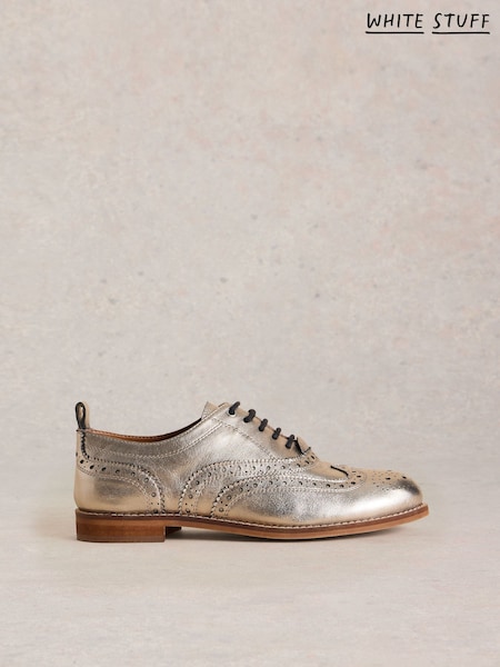 White Stuff Metallic Thistle Leather Lace-Up Brogues (AC3995) | £65