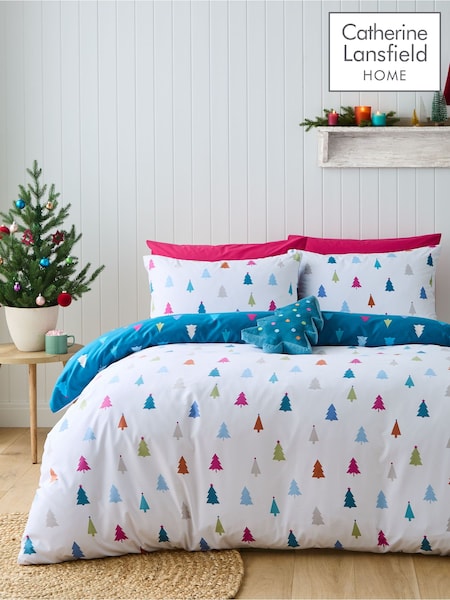 Catherine Lansfield Multicolour Christmas Tree Brights Reversible Duvet Cover Set (AC4033) | £17 - £28