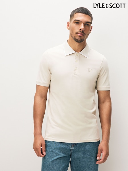Lyle & Scott Natural Tipped Superfine Polo Shirt (AC4066) | £70