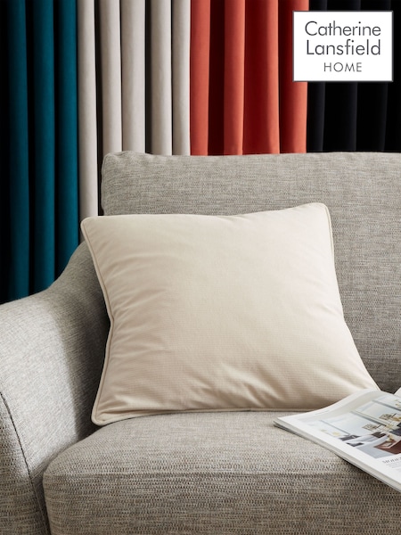 Catherine Lansfield Natural Wilson Velvet Cushion (AC4232) | £14