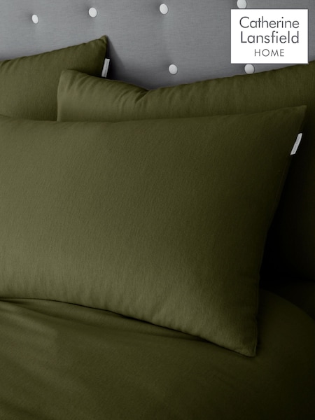 Catherine Lansfield Set of 2 Green 100% Cotton Pillowcases (AC4239) | £10