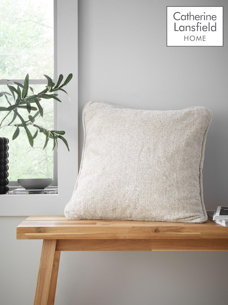 Catherine Lansfield Natural Wilson Plain Chenille Cushion (AC4247) | £12