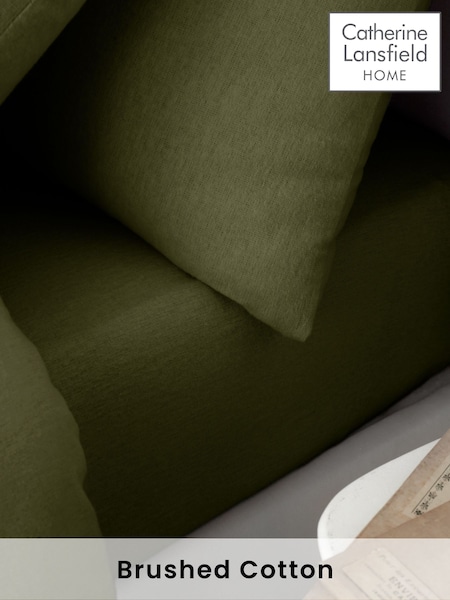 Catherine Lansfield Green 100% Cotton Fitted Sheet (AC4271) | £12 - £20