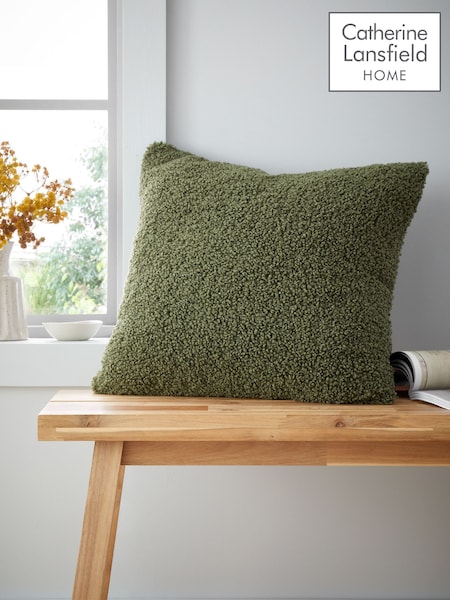 Catherine Lansfield Olive Green So Soft Boucle Cushion (AC4308) | £14