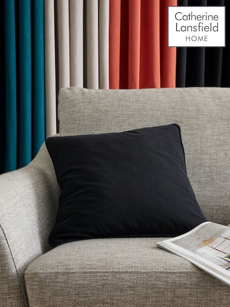 Catherine Lansfield Black Wilson Velvet Cushion (AC4319) | £14
