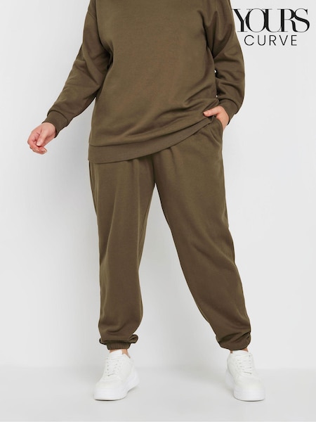 Yours Curve Brown Cuffed Joggers (AC4408) | £22