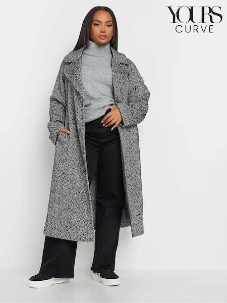 Yours Curve Grey Unlined Maxi Wool Coat (AC4424) | £65