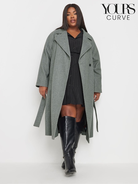 Yours Curve Grey Unlined Maxi Wool Coat (AC4436) | £61