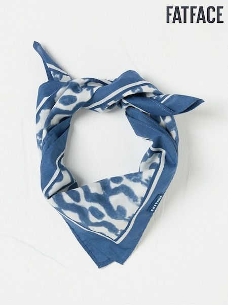 FatFace Blue 100% Cotton Wonderment Square Scarf (AC4538) | £12