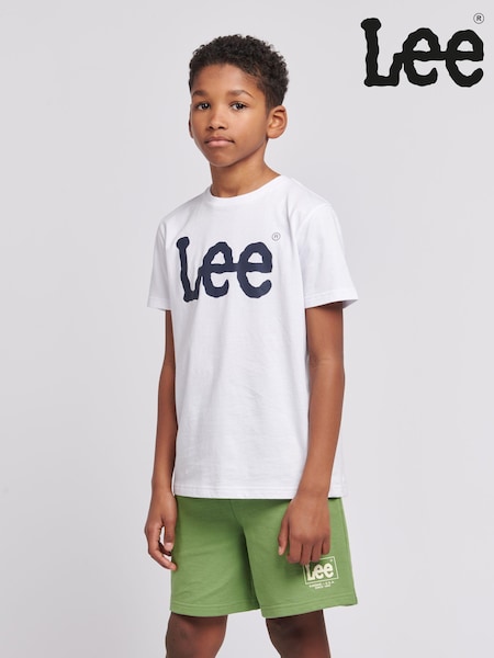 Lee White Boys Wobbly Graphic Print 100% Cotton T-Shirt (AC4703) | £18 - £22