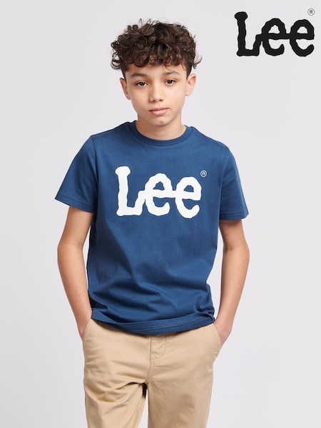 Lee Navy Blue Boys Wobbly Graphic Print 100% Cotton T-Shirt (AC4705) | £15 - £18