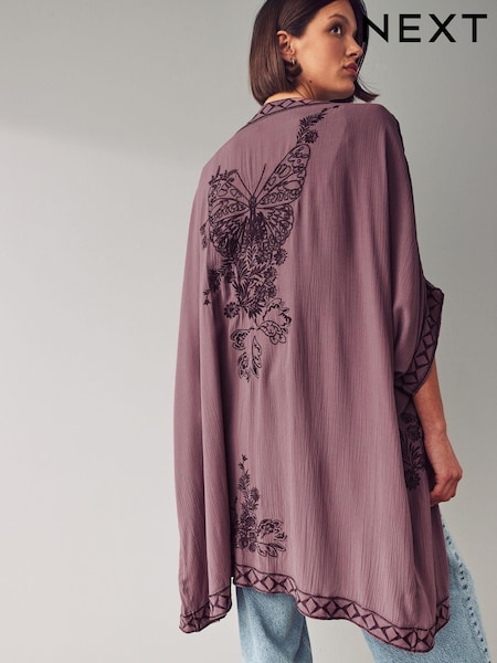Mauve Butterfly Longline Kimono Cover-Up (AC4791) | £46