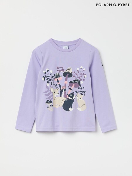 Polarn O. Pyret Purple Organic Cotton Floral Print Top (AC4824) | £13