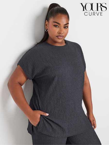 Yours Curve Blue Crinkle Grown On T-Shirt (AC4833) | £27