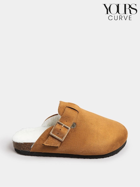 Yours Curve Natural Extra Wide Fit Faux Fur Lined Clogs (AC4858) | £34