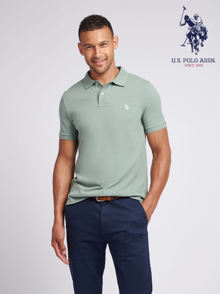 U.S. Polo Assn. Mint Green Regular Fit Pique 100% Cotton Polo Shirt (AC4936) | £50