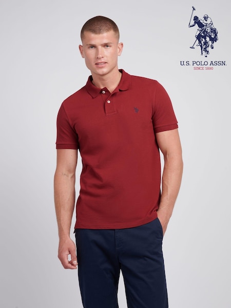 U.S. Polo Assn. Poppy Red Regular Fit Pique 100% Cotton Polo Shirt (AC4941) | £50