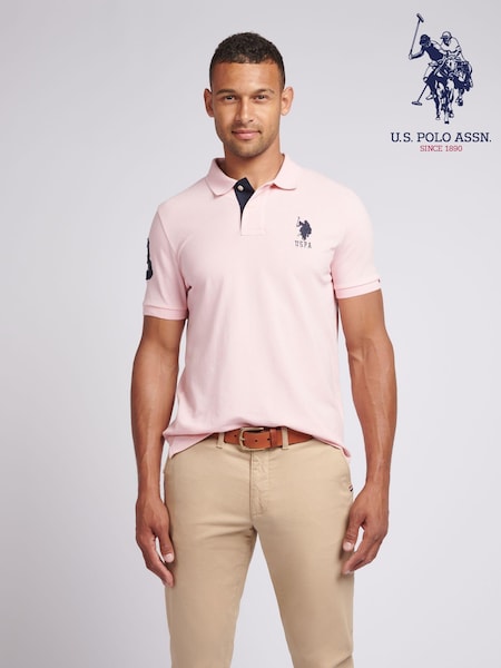 U.S. Polo Assn. Mulberry Pink Regular Fit Mens Player 3 Pique 100% Cotton Polo Shirt (AC4942) | £55
