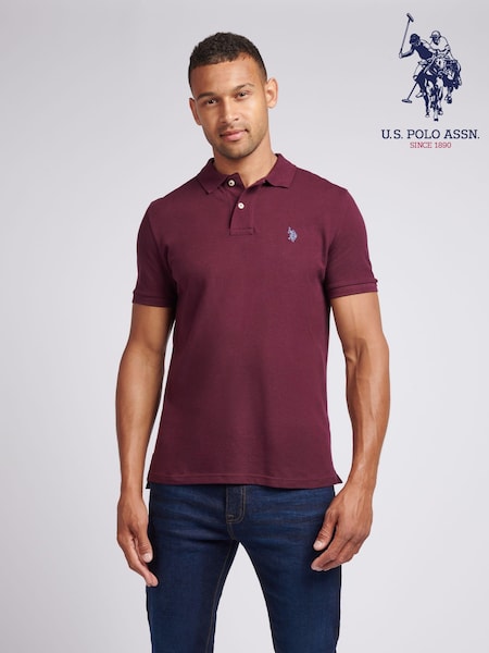 U.S. Polo Assn. Brown Red Regular Fit Pique 100% Cotton Polo Shirt (AC4945) | £50