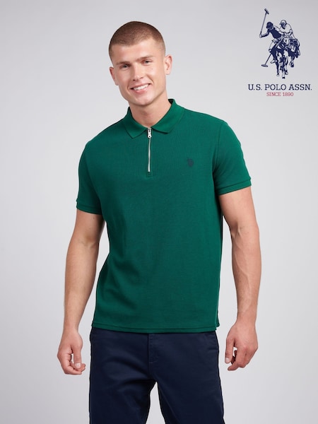 U.S. Polo Assn Green U.S. Polo Assn Mens Regular Fit Green Texture Polo Shirt (AC4946) | £60