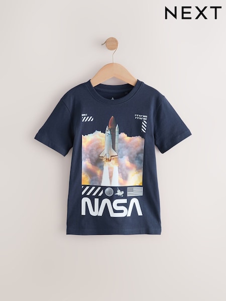 Navy Blue NASA License Short Sleeve T-Shirt (3-16yrs) (AC4977) | £11 - £14