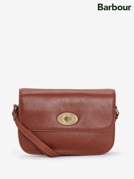 Barbour® Tan Brown Isla Leather Cross-Body 100% Cotton Bag (AC4996) | £119