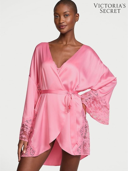 Victoria's Secret Pink Hope Satin Lace Trim Robe (AC5276) | £69